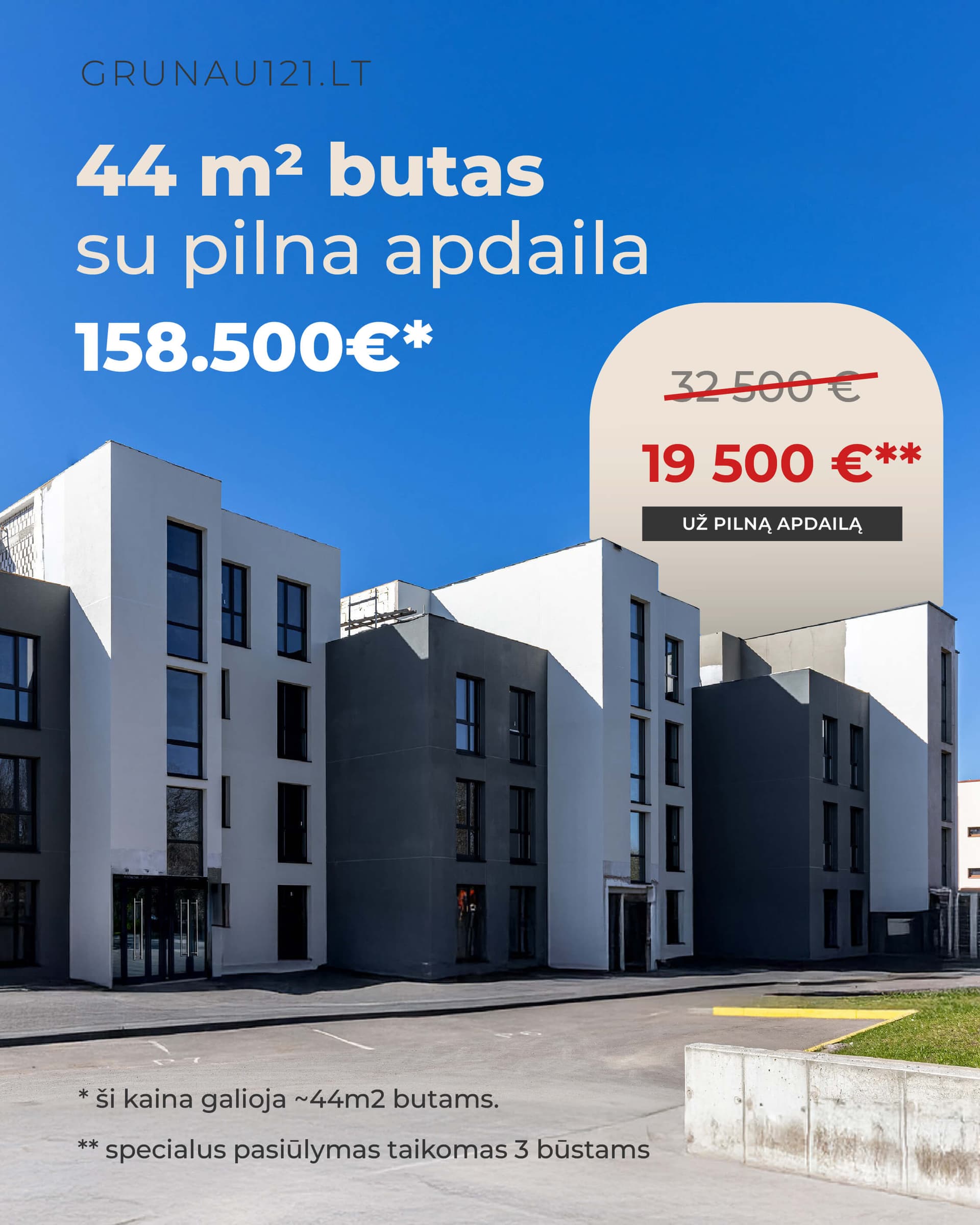 Specialus pasiūlymas: 44 kvadratinių metrų butas su pilna apdaila